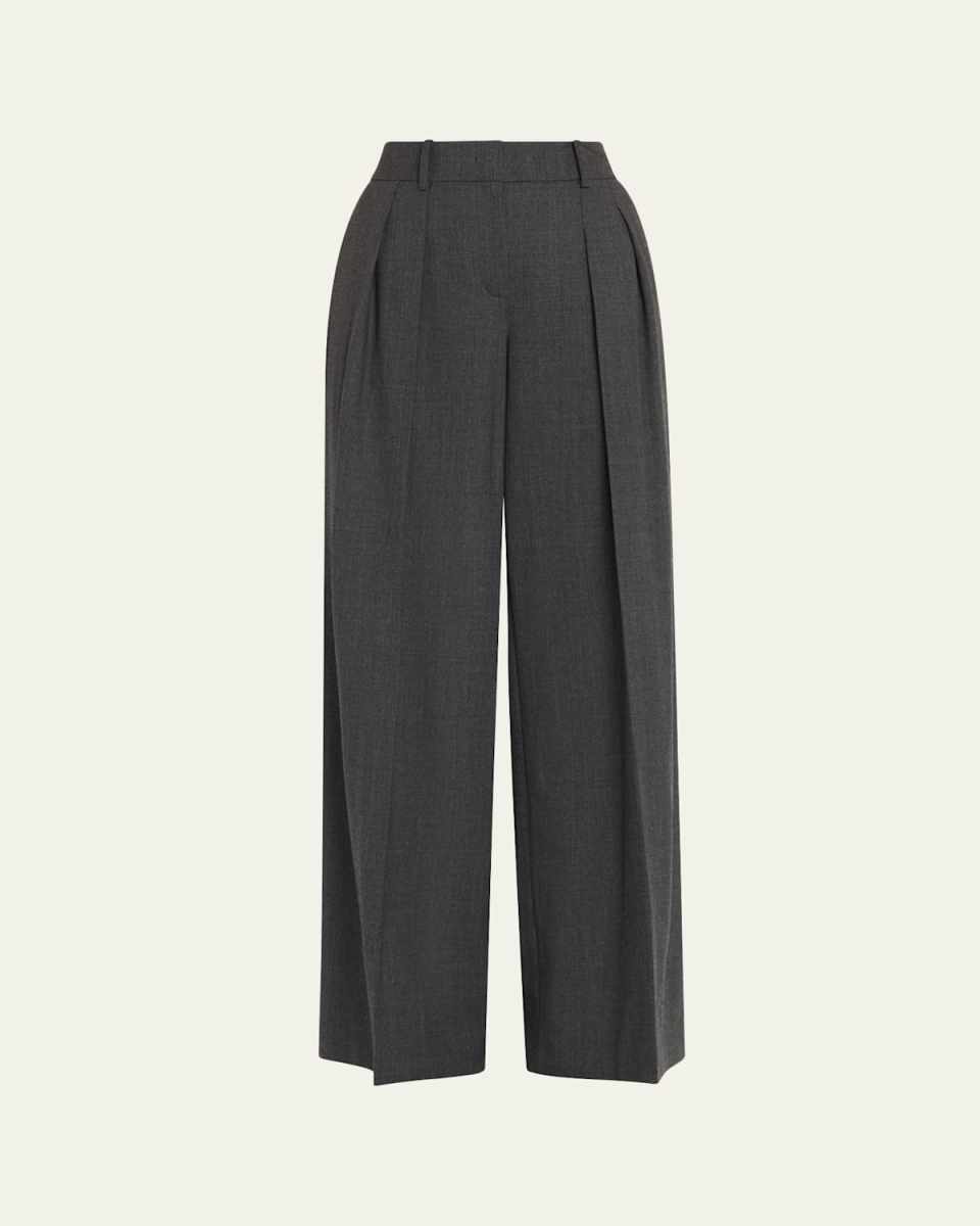 Pleated Wide-Leg Slouch Trousers